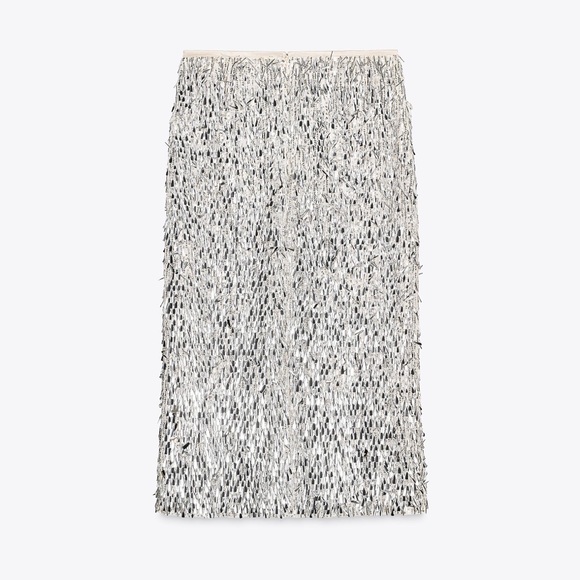 ZARA SEQUIN MIDI SKIRT - Picture 8 of 9